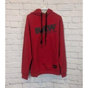 RAW Natural Rolling Papers Logo Bright Red High Hoodie Unisex Medium NEW